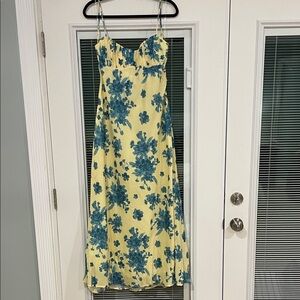 Floral Yellow and Blue Dress